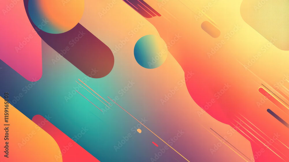 Poster dynamic abstract background featuring colorful shapes and gradients, perfect for internet marketing 