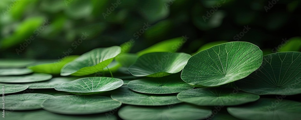 Poster lotus leaves abstract background idea. a close-up of lush green leaves creating a serene and calming