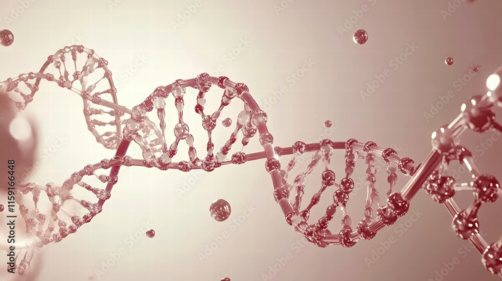 Poster elegant dna helix design with molecular structures, showcasing intricate details and soft color pale