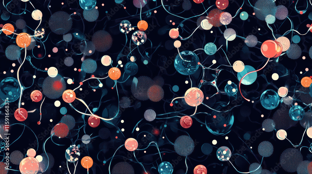 Poster elegant wallpaper featuring seamless pattern of colorful abstract shapes and lines, creating vibrant