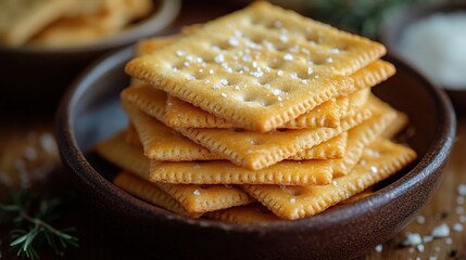 Rustic plate of golden graham crackers with visible honey drizzles and nuts.