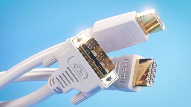 Digital video cables and display connectors. HDMI, Display port and DVI cables.