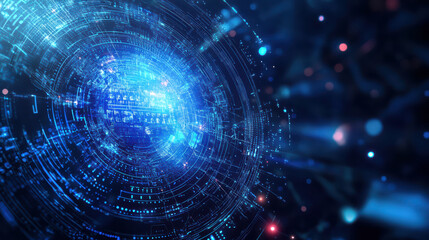 Obraz premium Innovative digital technology background with glowing blue patterns, representing data and connectivity in futuristic environment