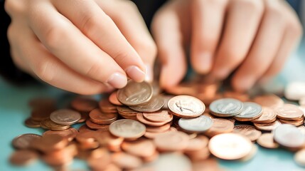 Close-up of hands counting a stack of US dollar bills