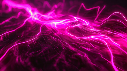 Abstract Vibrant Pink Light Waves on Dark Background
