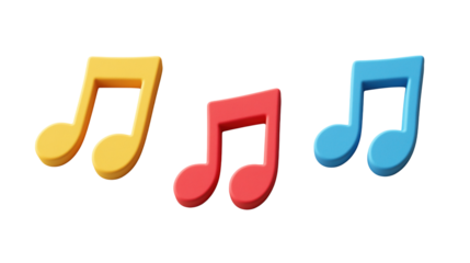 3d music notes icon in red blue and yellow