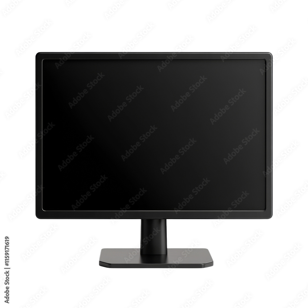 Aufkleber 3d black monitor with black blank screen isolated transparent background