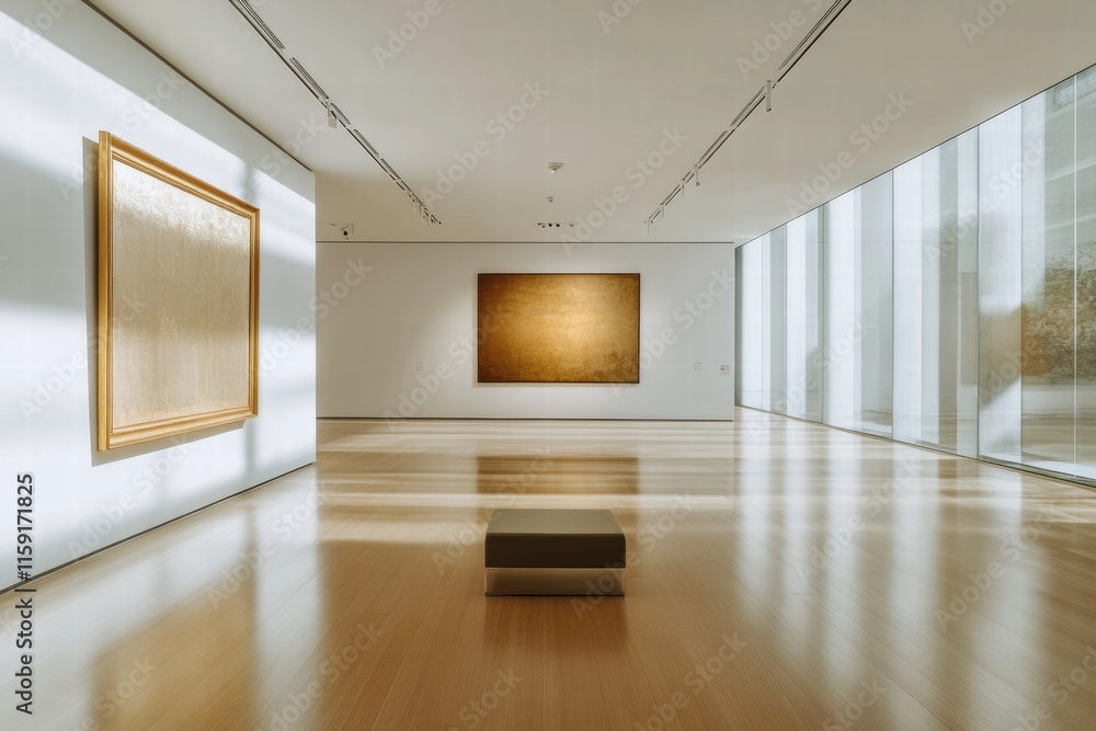 Poster Explore the elegance of a spacious art gallery featuring modern artworks in a bright and inviting atmosphere. Generative AI