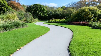 Obraz premium Serene Winding Path in Lush Green Park