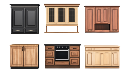 3d kitchen cupboard set isolated white background