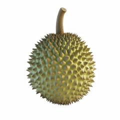 Realistic whole durian isolated on transparent background Generative Ai.