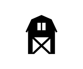 Barn farm icon symbol mark. Simple black and white barn icon with a classic shape vector design and illustration. 
