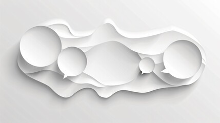 Elegant Papercut Grey White Speech Bubbles Design for Creativity Concept
