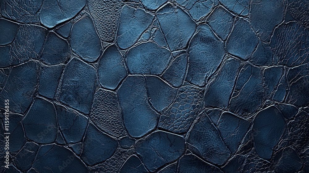 Poster textured deep blue background with varied patterns and leather-like surface
