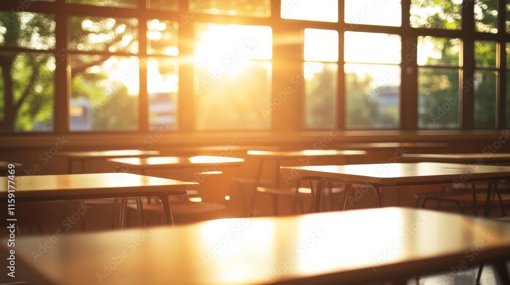 Aufkleber engaging classroom with soft light and tools for learning
