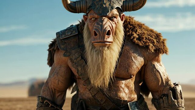 Epic confrontation in a desert landscape with a fierce creature showcasing strength and resilience