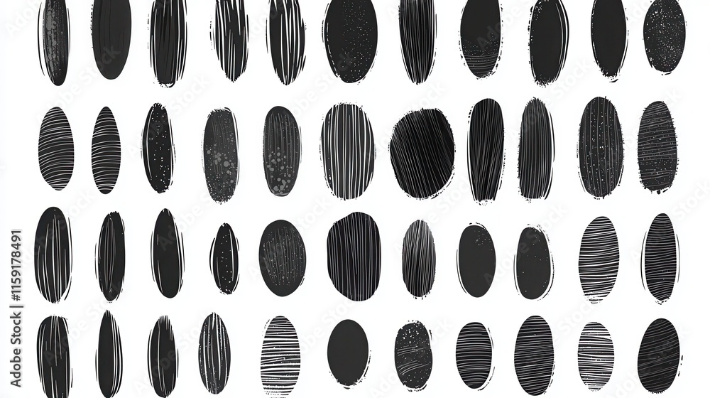 Poster abstract black and white pattern with oval shapes for modern design projects