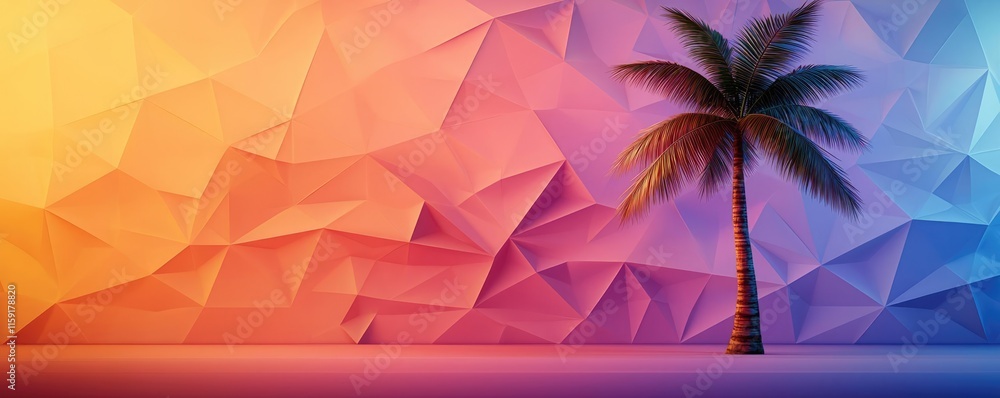 Poster palm tree abstract background idea. a vibrant abstract background featuring a palm tree, perfect for
