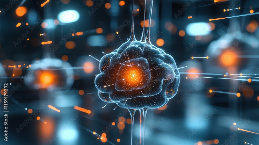 Poster abstract representation of neural connections and brain activity in modern technology concept