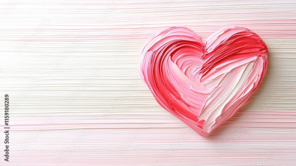 Aufkleber heart shape created with pink and red paint on a soft textured background