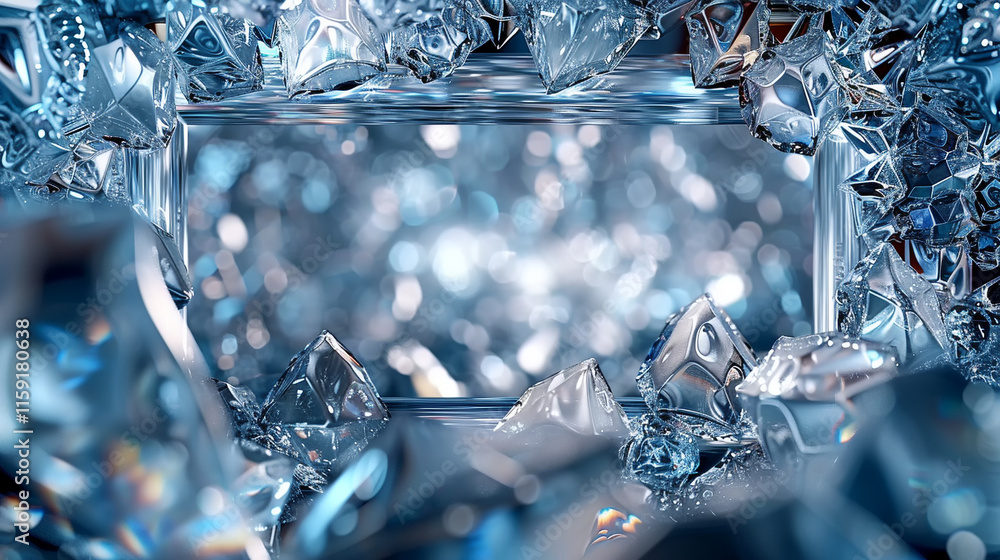 Poster sparkling ice crystals capture light in a mesmerizing display
