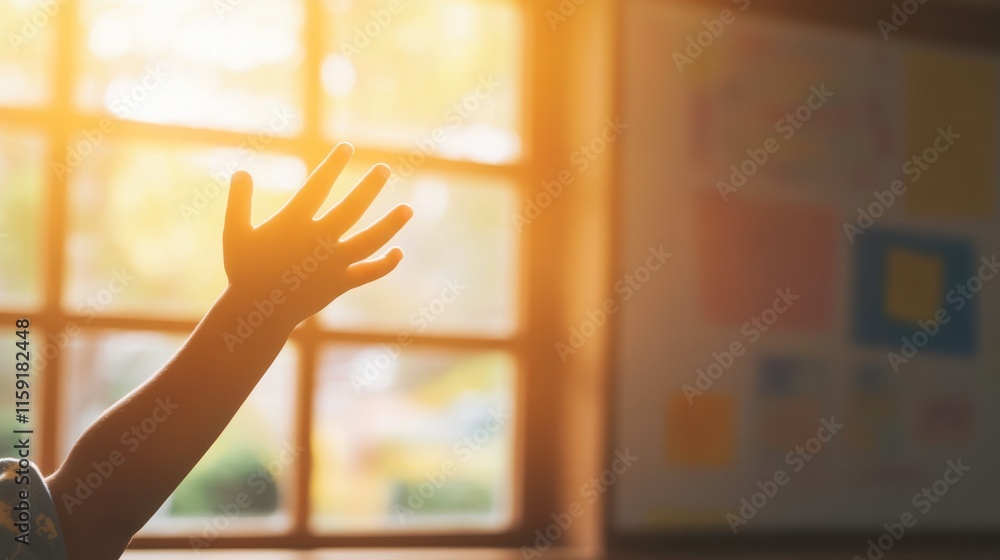 Poster interactive learning in a bright classroom setting