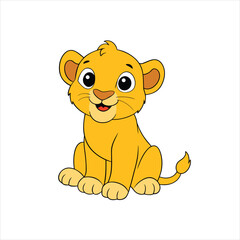 Charming Lion Cub Icon Design Modern Cartoon Vector