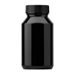 Fototapeta premium Black plastic pill bottle packaging mockup with transparent background