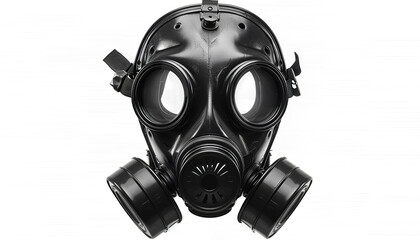 Black gas mask isolated on white, collage
