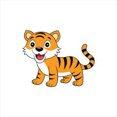  Cute Tiger Cub Icon Striped Cartoon Vector Design
