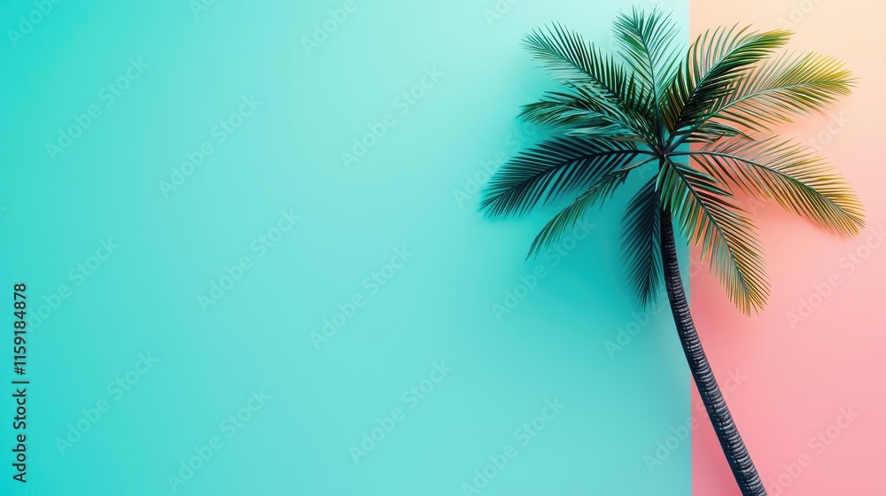 Poster palm tree abstract background idea. a vibrant palm tree against a colorful background, evoking tropi
