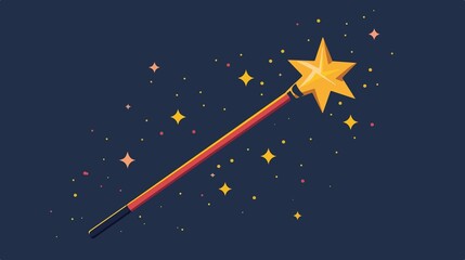 Fototapeta premium Magician Wand Stick Vector Illustration Isolated Flat Design