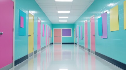 Fototapeta premium Colorful Affirmations Displayed in Bright Hallway