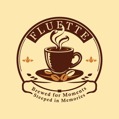 Coffee cup logo design featuring steam over beans in a warm, inviting style