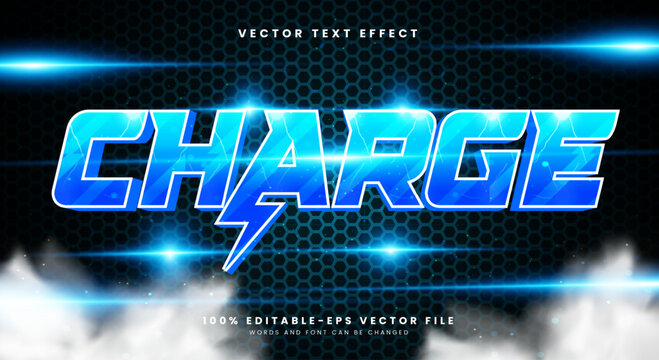 Charge 3d editable text effect template Suitable for lighting theme