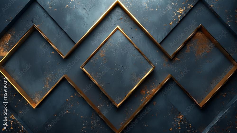 Poster artistic display of geometric shapes on a textured surface