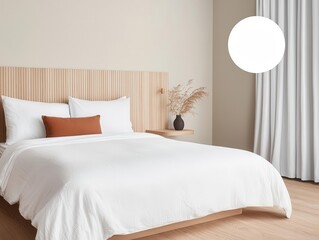 smart hotel concept. A smart hotel room with a ceiling projector that transforms the space into a private theater