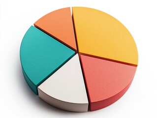 Fototapeta premium 3D Pie Chart Representation with Distinct Colors and Percentage Ranking, Ideal for Data Visualization and Analysis in Presentations and Reports