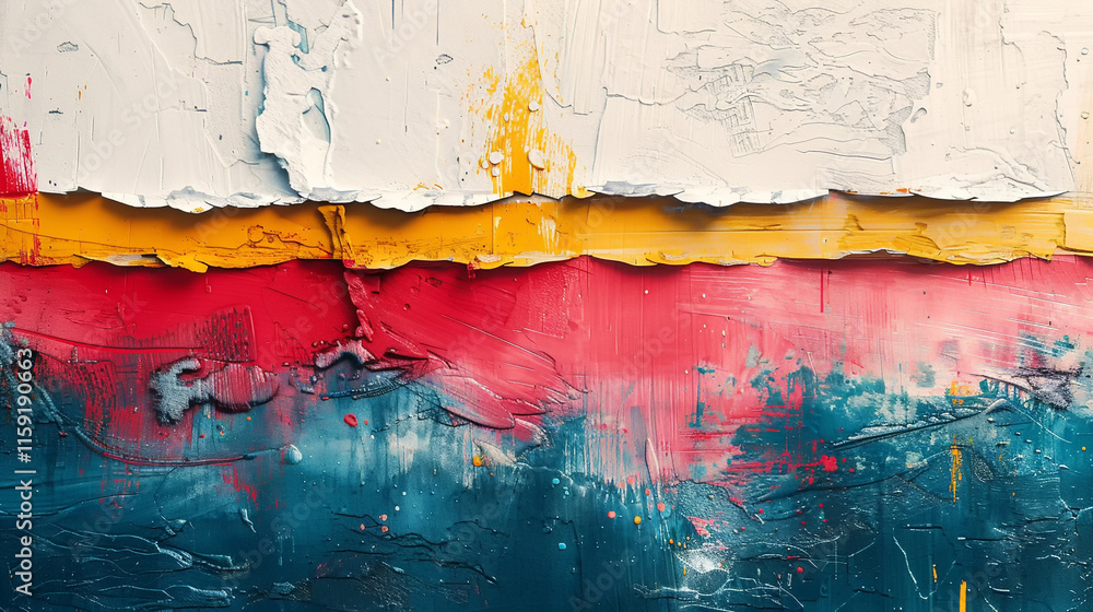 Poster vibrant layers of color create a striking abstract artwork on canvas