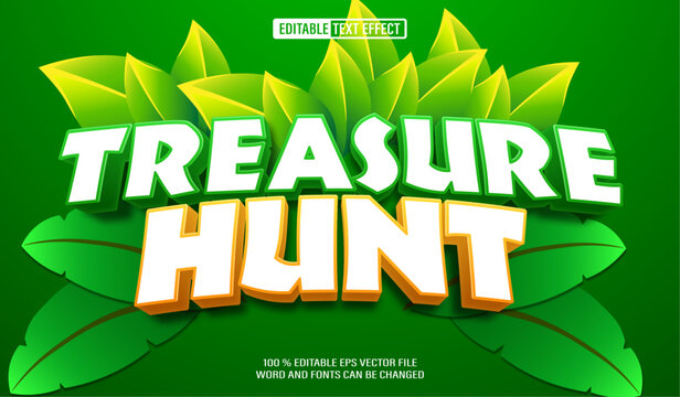 Editable 3d text style effect - Treasure Hunt Jungle Green text effect Template