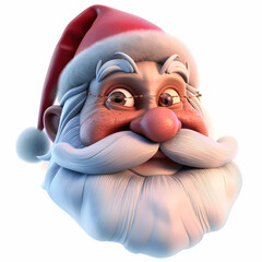 Jolly Cartoon Santa Claus with Red Hat and Festive Smile
