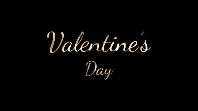Animation of handwritten Valentine's day gold color black background.suitable for greeting cards, invitations, backgrounds etc.