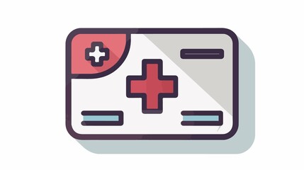 Fototapeta premium Medical Health Insurance Card Flat Vector Icon for Apps