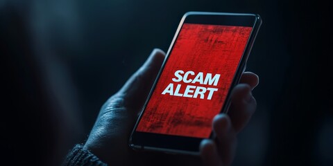 Smartphone displaying cybersecurity scam alert warning