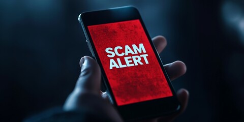 Smartphone displaying cybersecurity scam alert warning