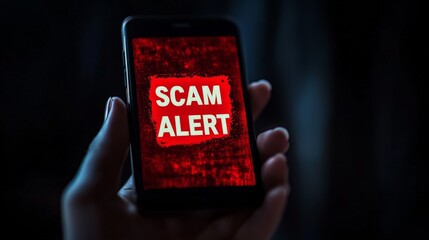 Smartphone displaying cybersecurity scam alert warning