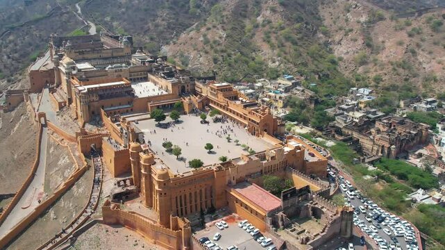 Amber Palace in Jaipur, India Drone 4K