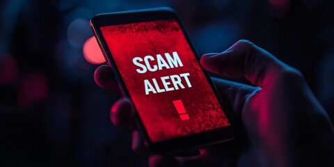 Smartphone displaying cybersecurity scam alert warning