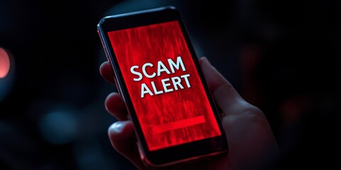 Smartphone displaying cybersecurity scam alert warning