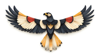 Fototapeta premium An intricately carved Eagle Totem displays powerful wings and vibrant colors, symbolizing strength, freedom, and wisdom.
